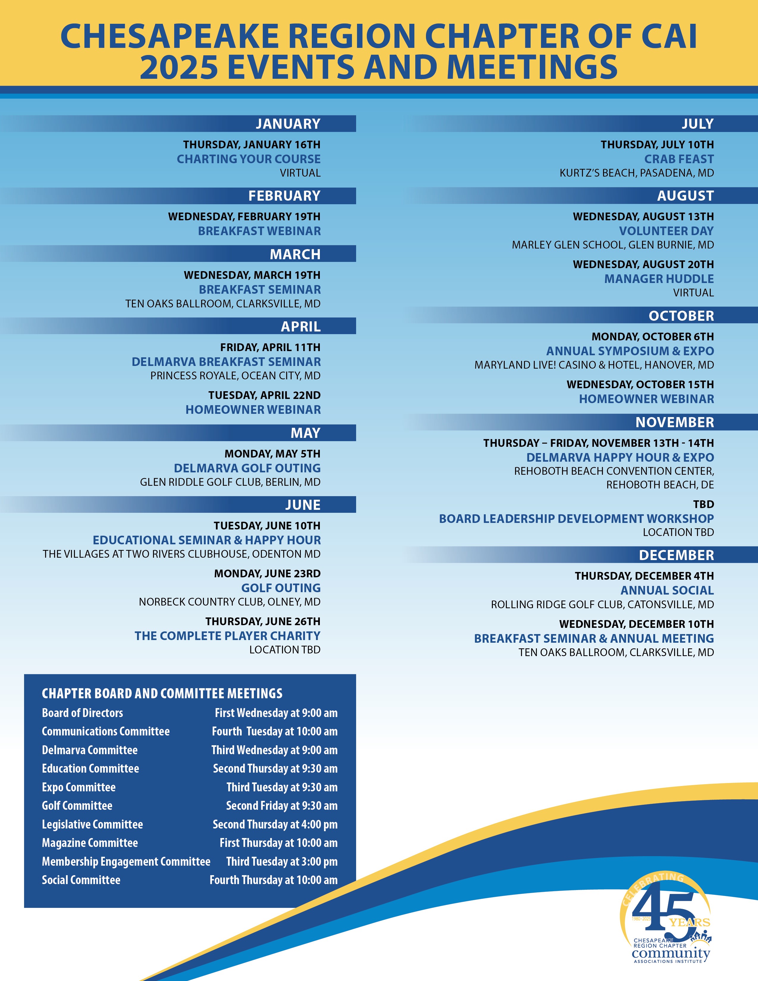 calendar with committee and board